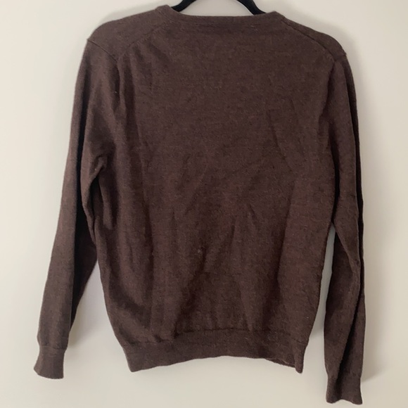 100% Merino Wool V-neck Sweater Long Sleeves J. Crew Size Medium Brown - Picture 5 of 8